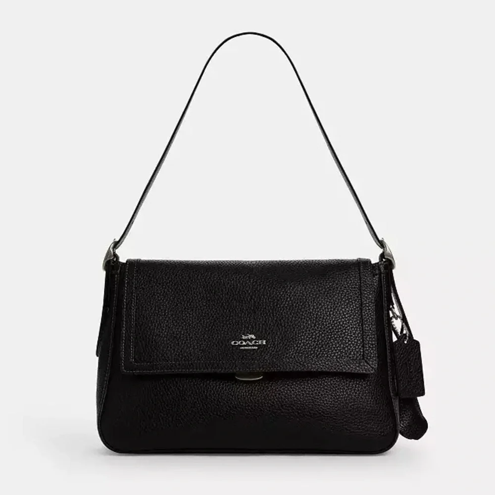 Coach Etta Flap Bag Black/Gunmetal CCE56 - Picture 1 of 6
